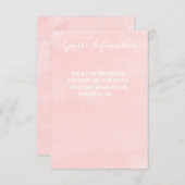 Moderne roze waterverf bruiloft gastinfo informatiekaartje (Voorkant / Achterkant)
