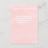 Moderne roze waterverf bruiloft gastinfo informatiekaartje (Voorkant)