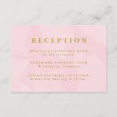 Moderne Roze Waterverf Bruiloft Receptie Kaart (Voorkant)