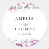 Moderne Roze Waterverf Bruiloft Ronde Sticker (Voorkant)