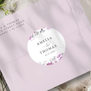 Moderne Roze Waterverf Bruiloft Ronde Sticker