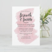 Moderne Roze Waterverf Brunch en Bruisend Kaart (Staand voorkant)