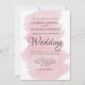 Moderne Roze Waterverf Brushstroke Wedding Kaart (Voorkant)
