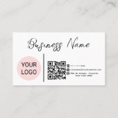 Moderne Roze Waterverf Buffalo Plaid QR CODE Visitekaartje (Achterkant)