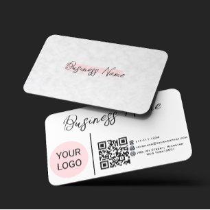 Moderne Roze Waterverf Buffalo Plaid QR CODE Visitekaartje
