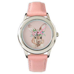 Moderne roze Waterverf bundel met bloemen Horloge
