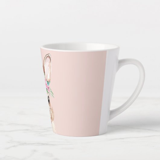 Moderne roze Waterverf bundel met bloemen Latte Mok (Rechts)