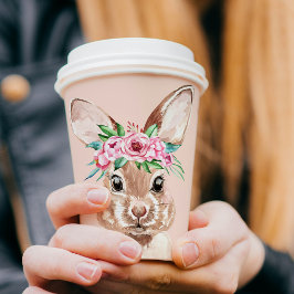 Moderne roze Waterverf bundel met bloemen Papieren Bekers