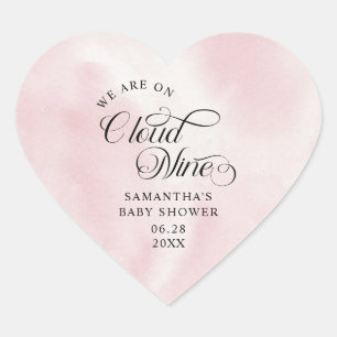 Moderne Roze Waterverf Cloud Nine Baby  Hart Sticker