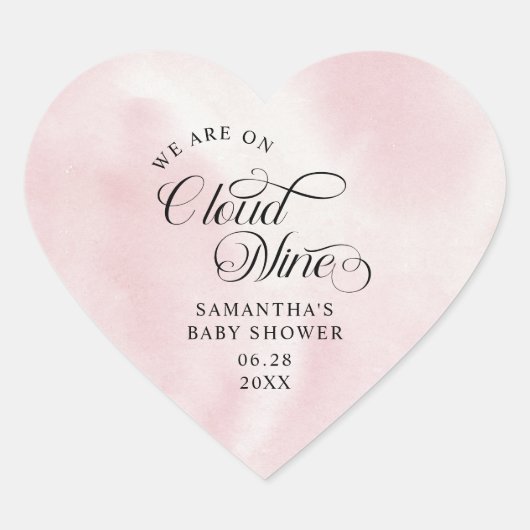 Moderne Roze Waterverf Cloud Nine Baby Hart Sticker (Voorkant)