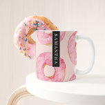Moderne roze Waterverf doneert patroon met naam Koffiemok<br><div class="desc">Moderne roze Waterverf doneert patroon met naam</div>
