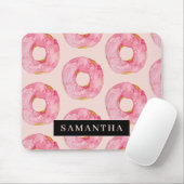 Moderne roze Waterverf doneert patroon met naam Muismat (Met muis)