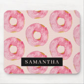 Moderne roze Waterverf doneert patroon met naam Muismat (Voorkant)