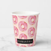 Moderne roze Waterverf doneert patroon met naam Papieren Bekers (Voorkant)