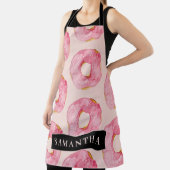 Moderne roze Waterverf doneert patroon met naam Schort (Insitu)