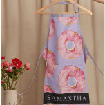 Moderne roze Waterverf doneert patroon met naam Schort<br><div class="desc">Moderne roze Waterverf doneert patroon met naam</div>