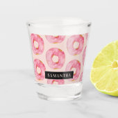 Moderne roze Waterverf doneert patroon met naam Shot Glas (Voorkant)