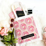 Moderne roze Waterverf doneert patroon met naam Tote Bag<br><div class="desc">Moderne roze Waterverf doneert patroon met naam</div>