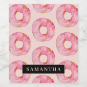 Moderne roze Waterverf doneert patroon met naam Wijn Etiket (Enkel label)