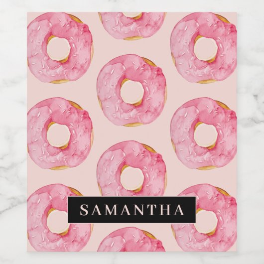 Moderne roze Waterverf doneert patroon met naam Wijn Etiket (Enkel label)