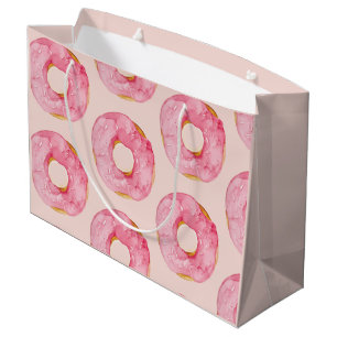 Moderne Roze Waterverf Donuts Patroon Groot Cadeauzakje