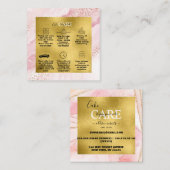 Moderne roze Waterverf en Gold Foil Cake Care Vierkante Visitekaartje (Voorkant / Achterkant)