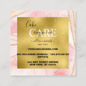 Moderne roze Waterverf en Gold Foil Cake Care Vierkante Visitekaartje (Achterkant)