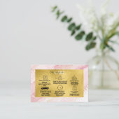 Moderne roze Waterverf en Gold Foil Cake Care Visitekaartje (Staand voorkant)