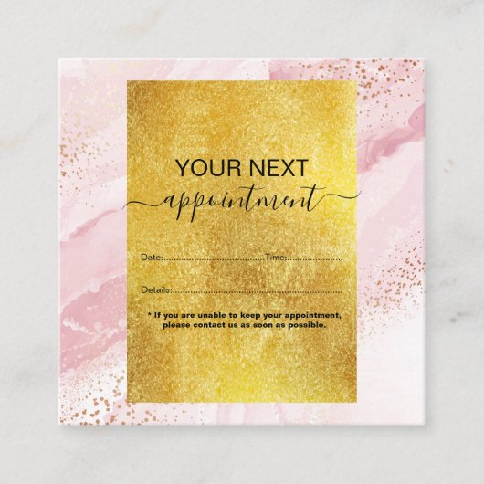 Moderne roze Waterverf en goudolie Afsprakenkaartje (Voorkant)