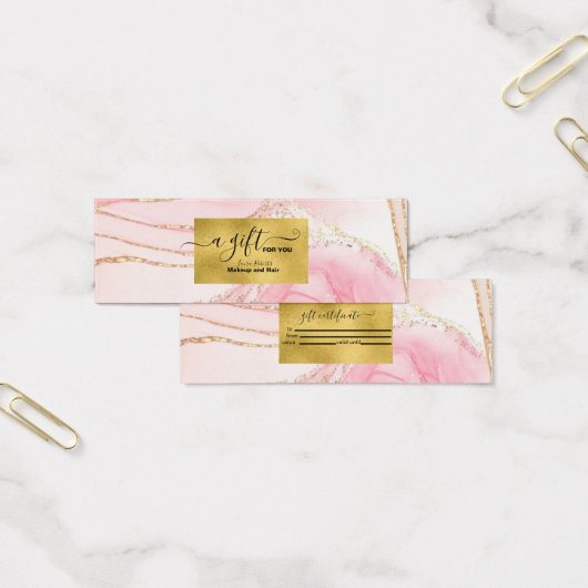 Moderne roze Waterverf en goudolie Mini Visitekaartjes (Kantoor)