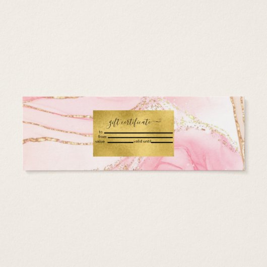 Moderne roze Waterverf en goudolie Mini Visitekaartjes (Achterkant)