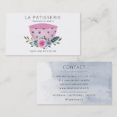 Moderne roze Waterverf Floral bakkerij Pastry Chef Visitekaartje (Voorkant / Achterkant)