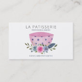 Moderne roze Waterverf Floral bakkerij Pastry Chef Visitekaartje (Voorkant)