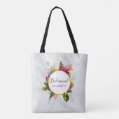 Moderne roze Waterverf Floral Bouquet Bridesmaid Tote Bag (Achterkant)