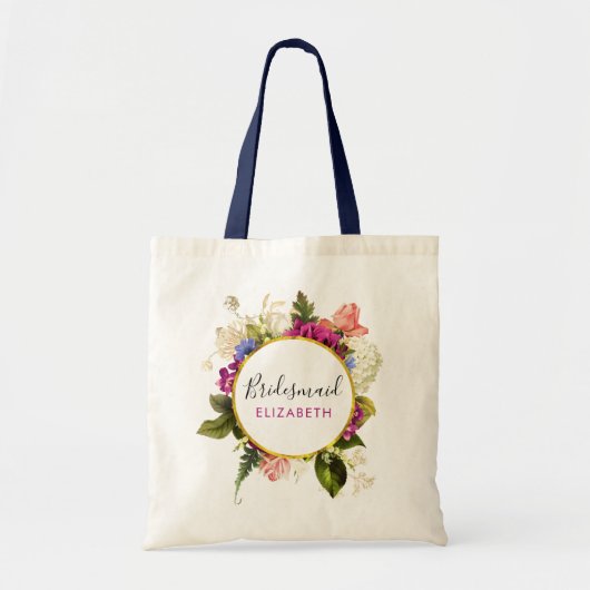 Moderne roze Waterverf Floral Bouquet Bridesmaid Tote Bag (Voorkant)