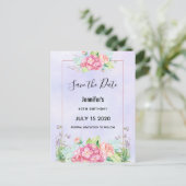 Moderne roze Waterverf Floral Bunch sparen de Datu Uitnodiging Briefkaart (Staand voorkant)