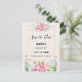Moderne roze Waterverf Floral Bunch sparen de Datu Uitnodiging Briefkaart (Staand voorkant)