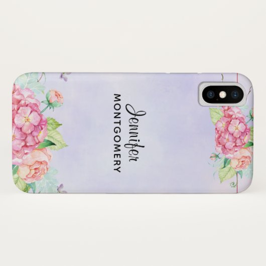Moderne roze Waterverf Floral Case-Mate iPhone Case (Achterkant (horizontaal))