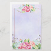Moderne roze Waterverf Floral Lijst Briefpapier (Voorkant / Achterkant)