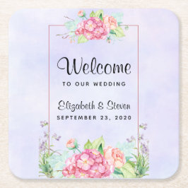 Moderne roze Waterverf Floral Lijst bruiloft Kartonnen Onderzetters