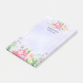 Moderne roze Waterverf Floral Lijst bruiloft Post-it® Notes (Schuin)