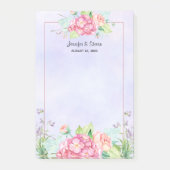 Moderne roze Waterverf Floral Lijst bruiloft Post-it® Notes (Voorkant)