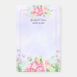Moderne roze Waterverf Floral Lijst bruiloft Post-it® Notes