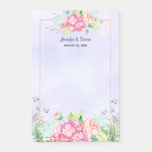 Moderne roze Waterverf Floral Lijst bruiloft Post-it® Notes
