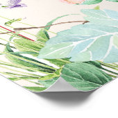 Moderne roze Waterverf Floral Lijst bruiloft Poster (Hoek)