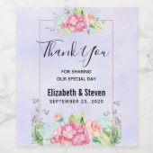 Moderne roze Waterverf Floral Lijst bruiloft Wijn Etiket (Enkel label)