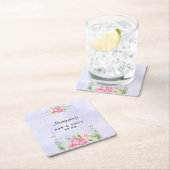 Moderne roze Waterverf Floral Lijst Kartonnen Onderzetters (Insitu)