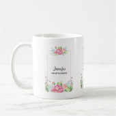 Moderne roze Waterverf Floral Lijst Koffiemok (Links)