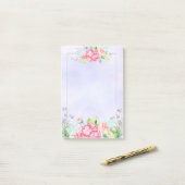 Moderne roze Waterverf Floral Lijst Post-it® Notes (Op bureau)