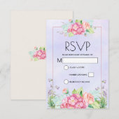 Moderne roze Waterverf Floral Lijst RSVP Kaartje (Voorkant / Achterkant)